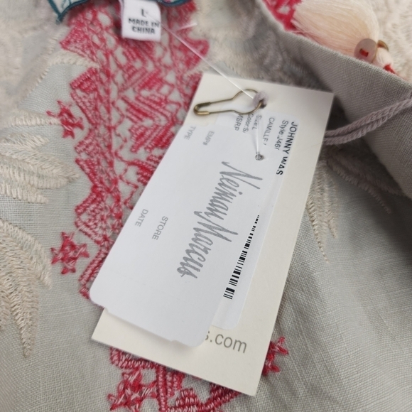 New Johnny Was Camille Draped Embroidered Grey Red Cardigan Sz L - Picture 9 of 16